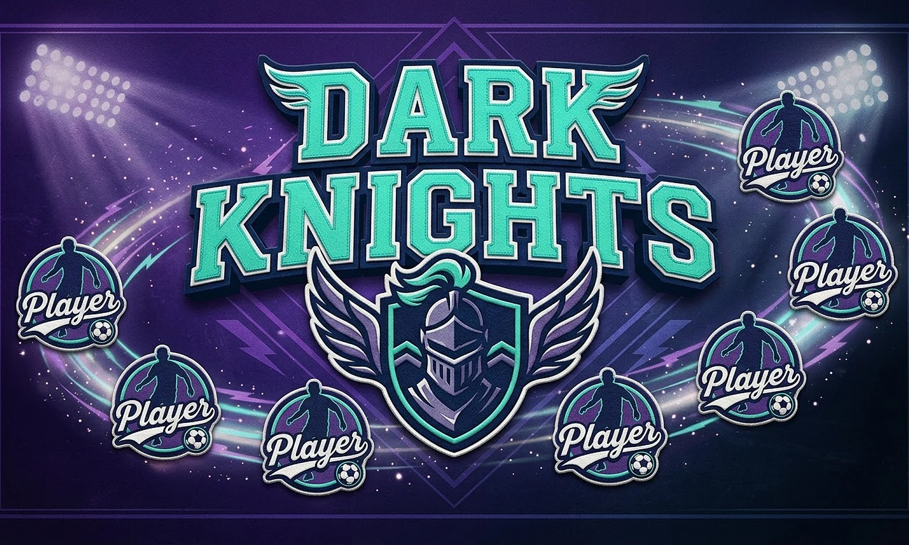 Dark Knights soccer team banner created with AI
