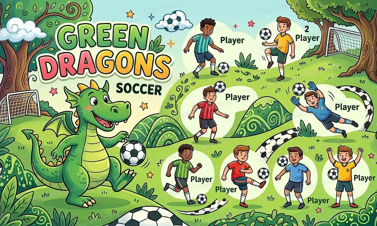 Green Dragons soccer team banner created with AI
