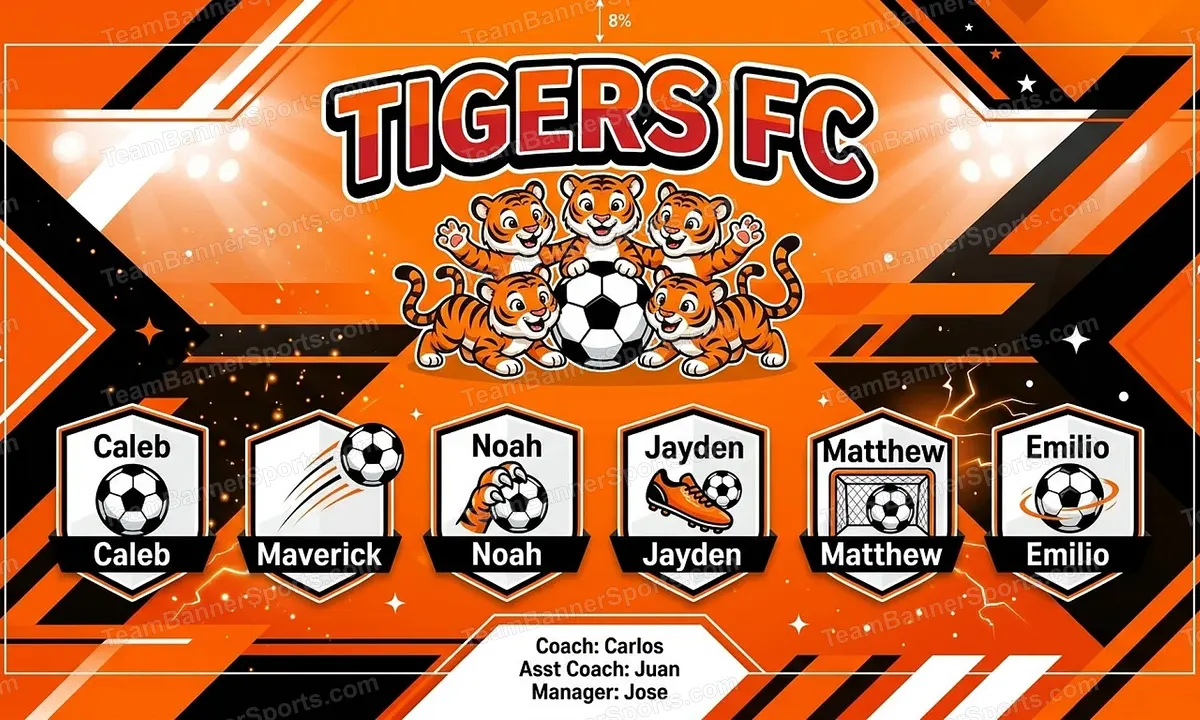 Tigers FC soccer team banner created with AI