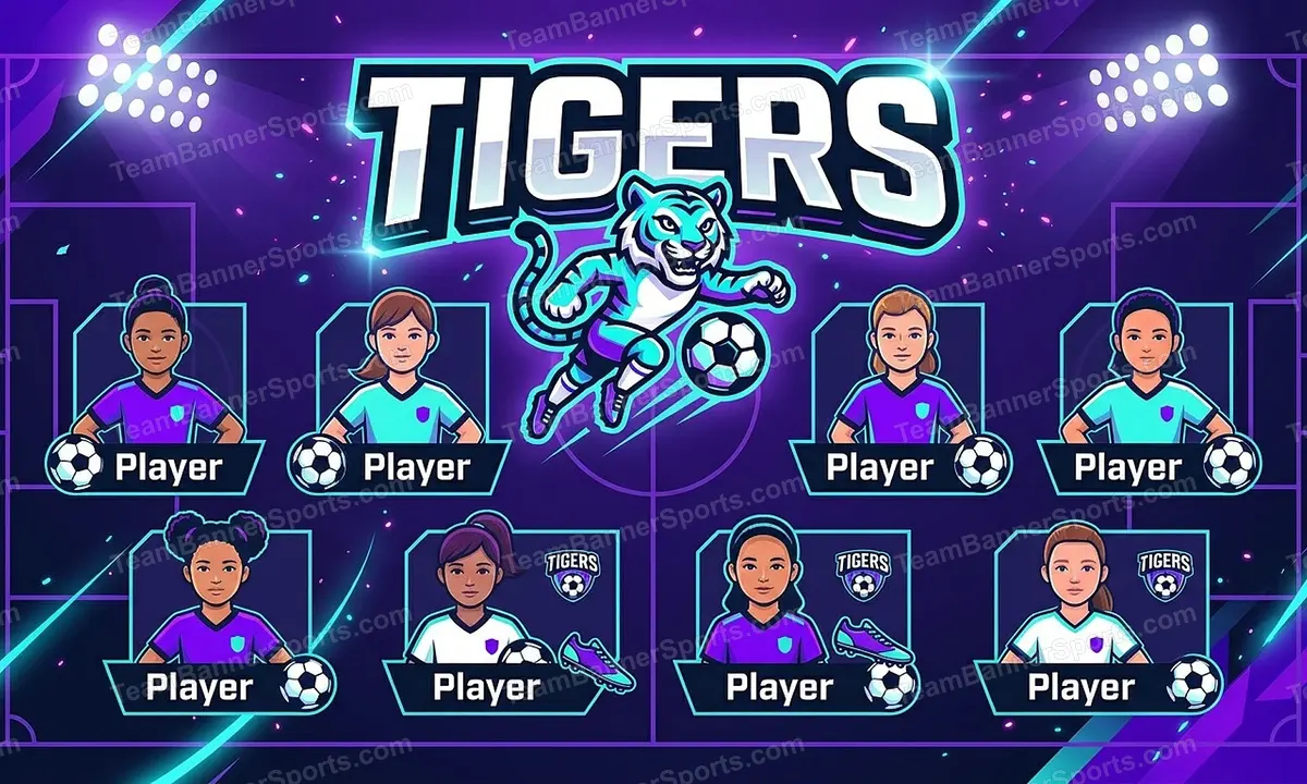 Tigers soccer team banner created with AI
