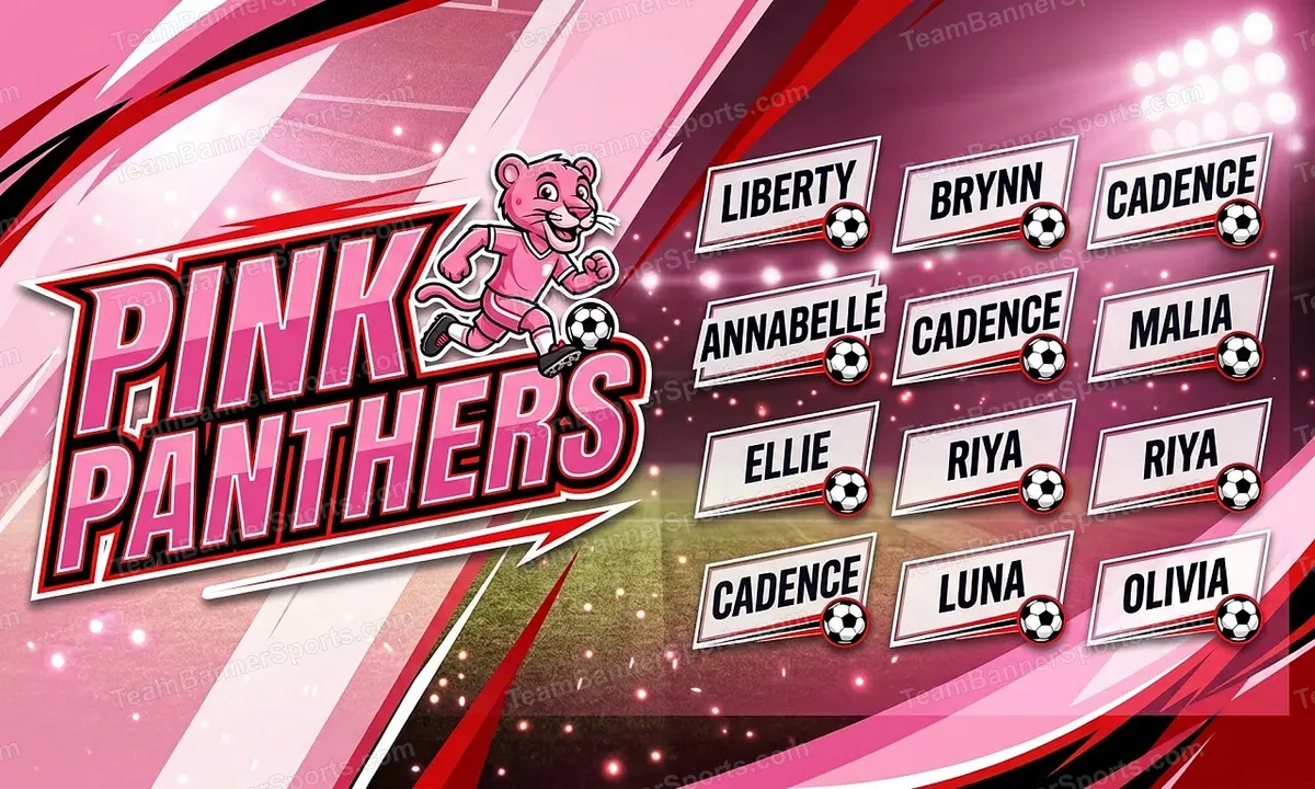 Pink Panthers soccer team banner created with AI