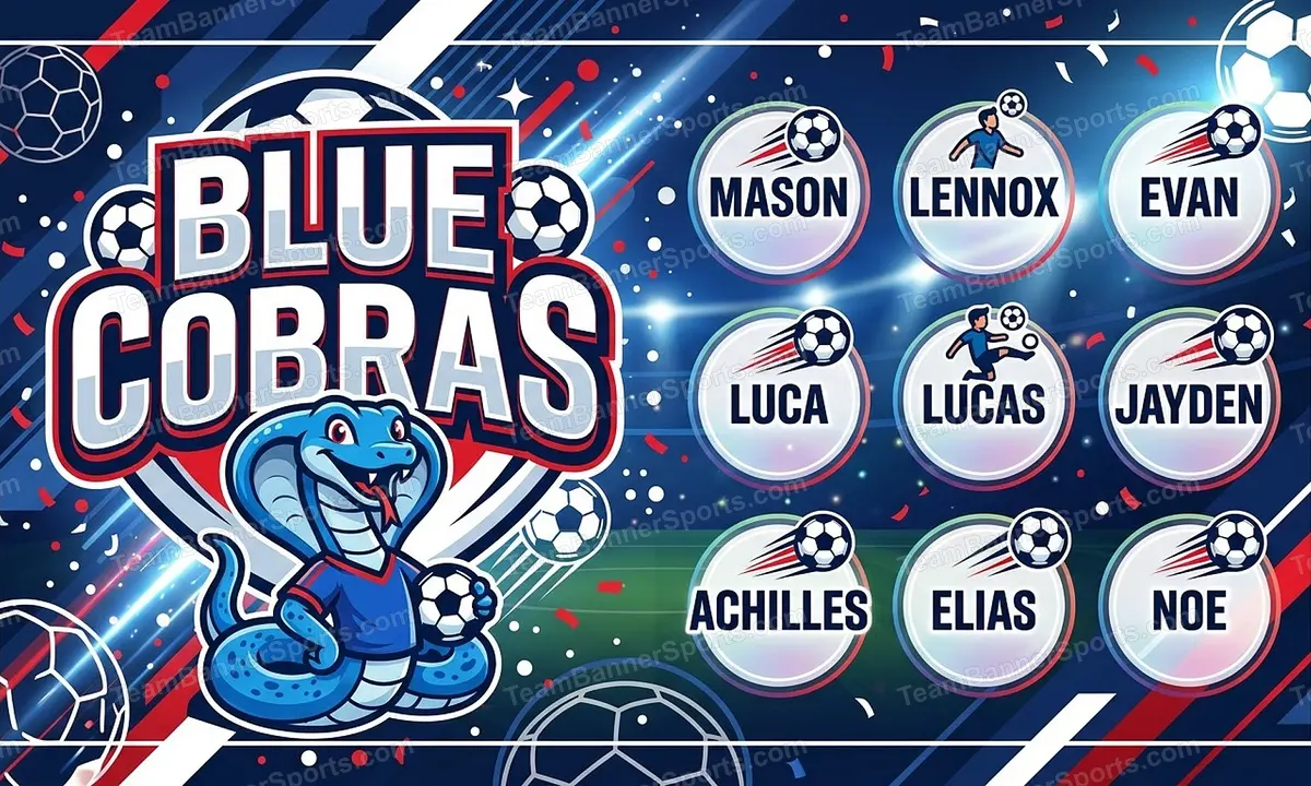 Blue Cobras soccer team banner created with AI