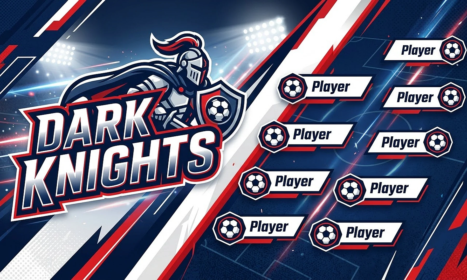 Dark Knights soccer team banner created with AI