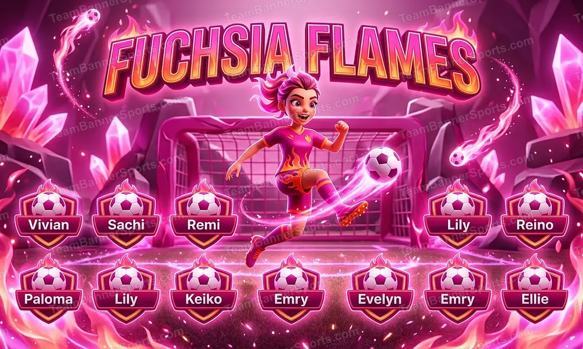 Fuchsia Flames soccer team banner created with AI