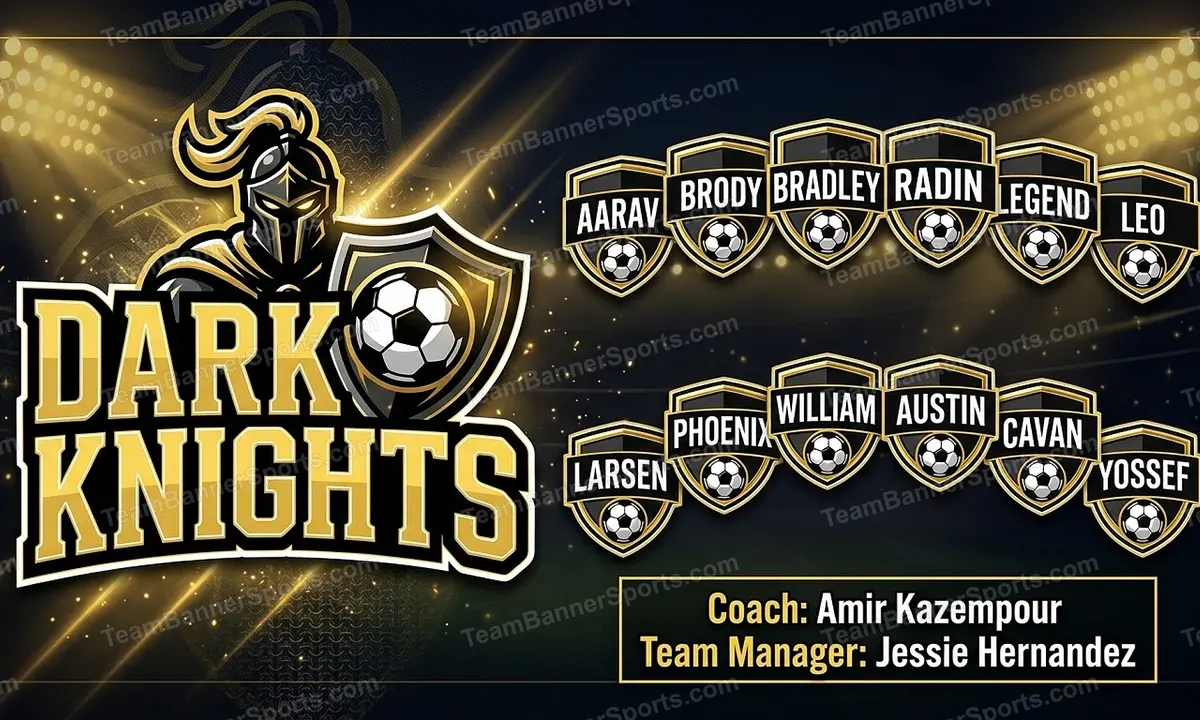 Dark Knights soccer team banner created with AI