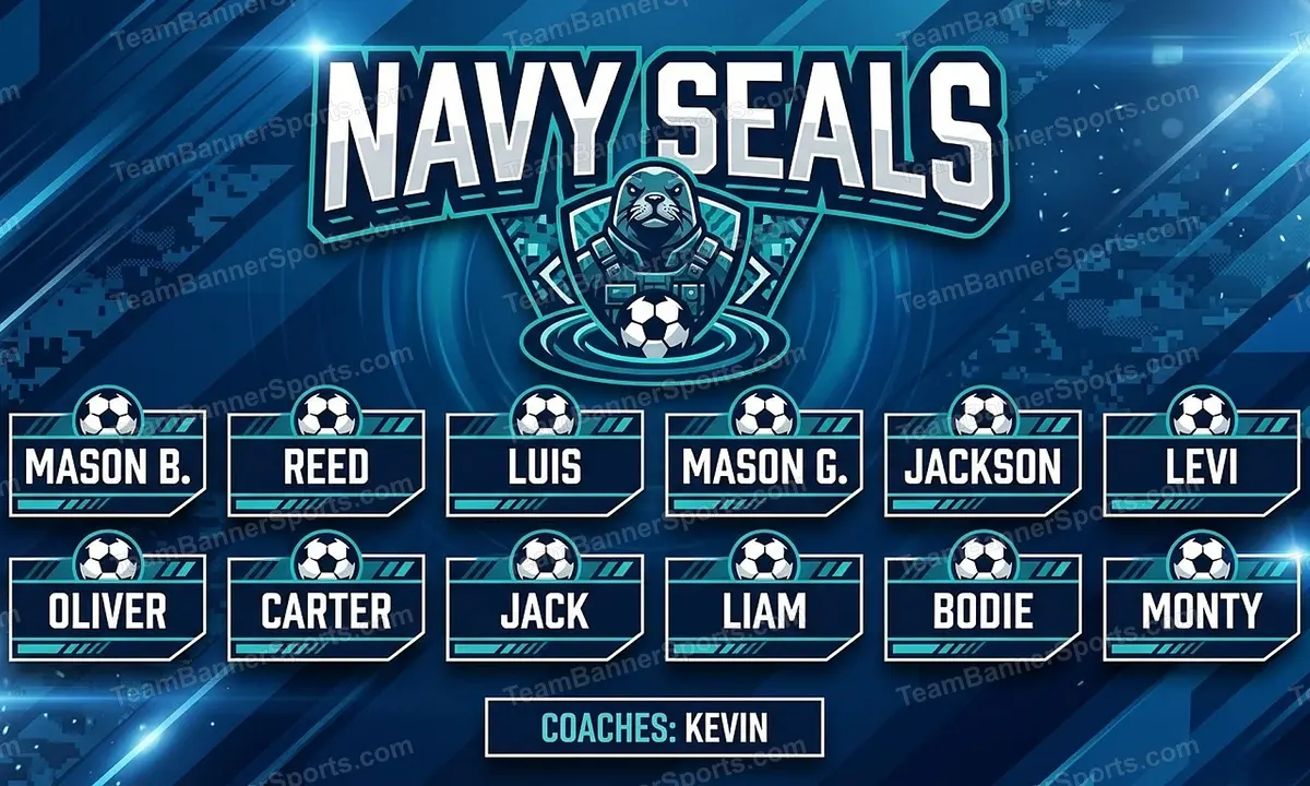 Navy Seals soccer team banner created with AI
