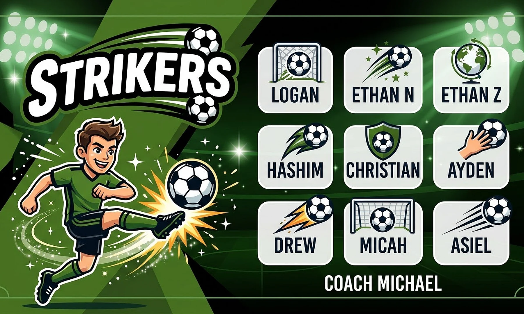 Strikers soccer team banner created with AI