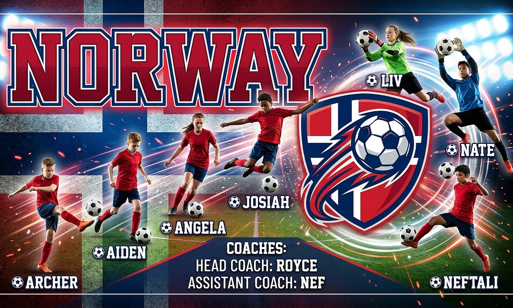 Norway soccer team banner created with AI