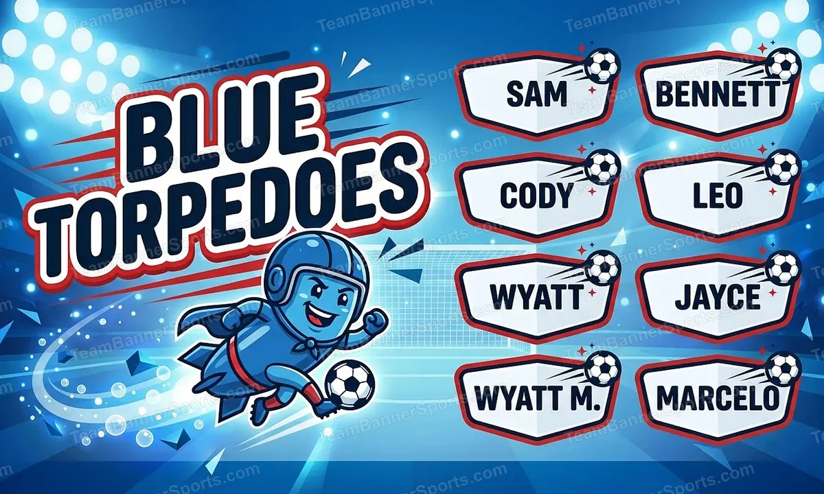 Blue Torpedoes soccer team banner created with AI