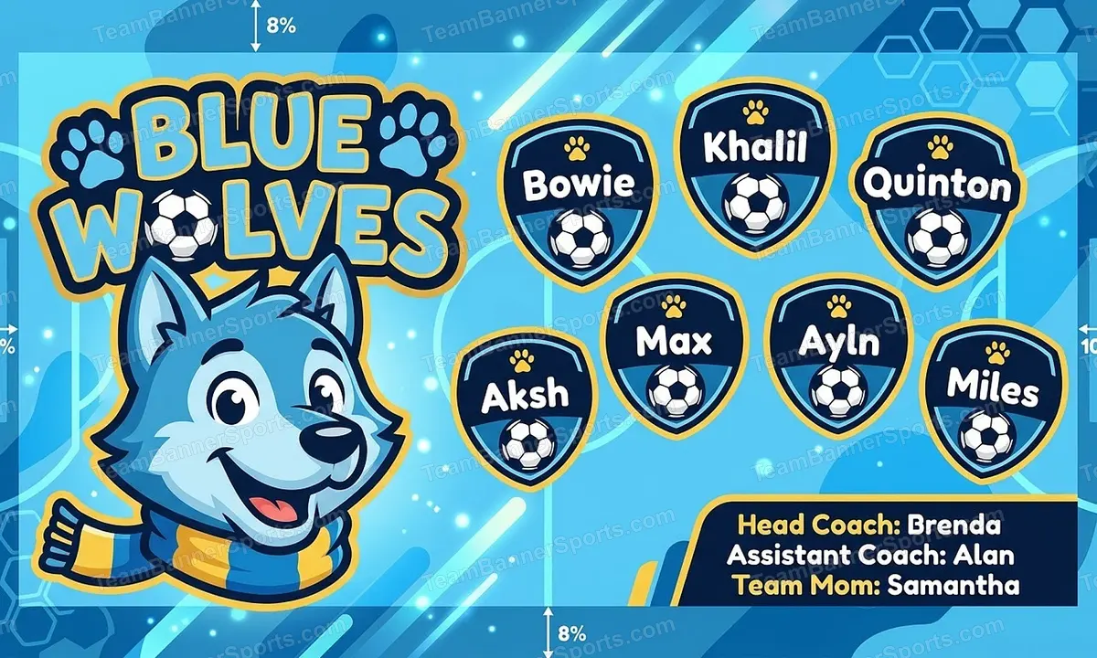 Blue Wolves soccer team banner created with AI