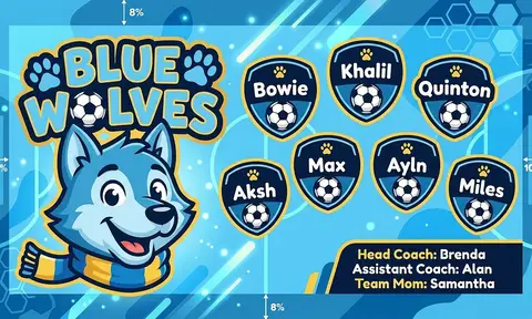 Blue Wolves Soccer AI image template