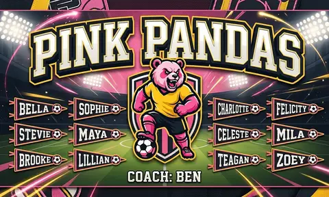 Pink Pandas Soccer AI image template