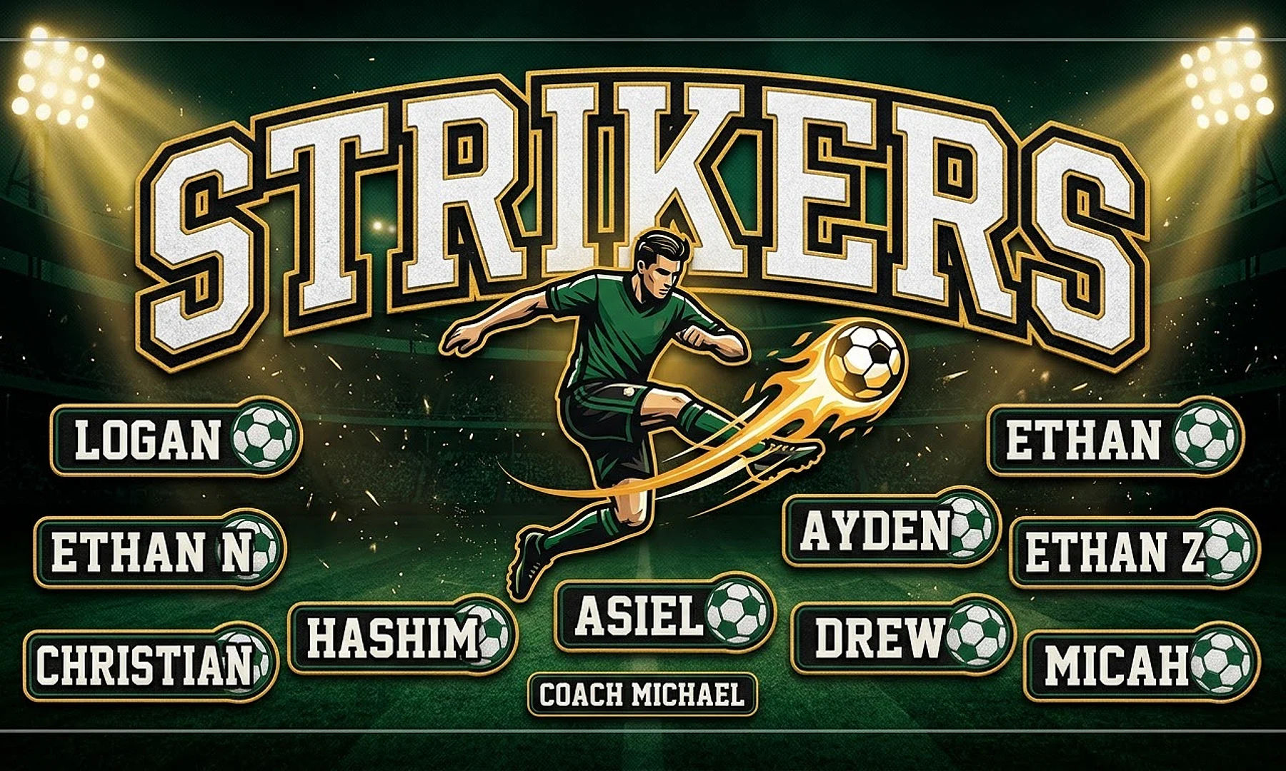Strikers soccer team banner created with AI