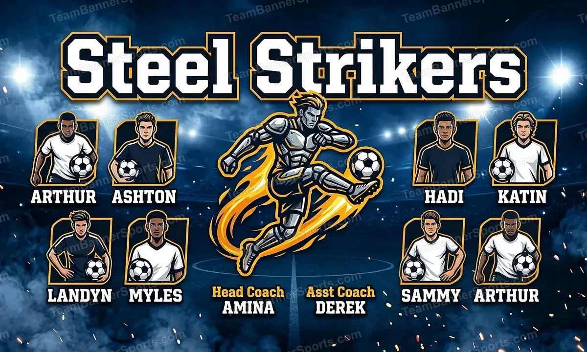 Steel Strikers soccer team banner created with AI