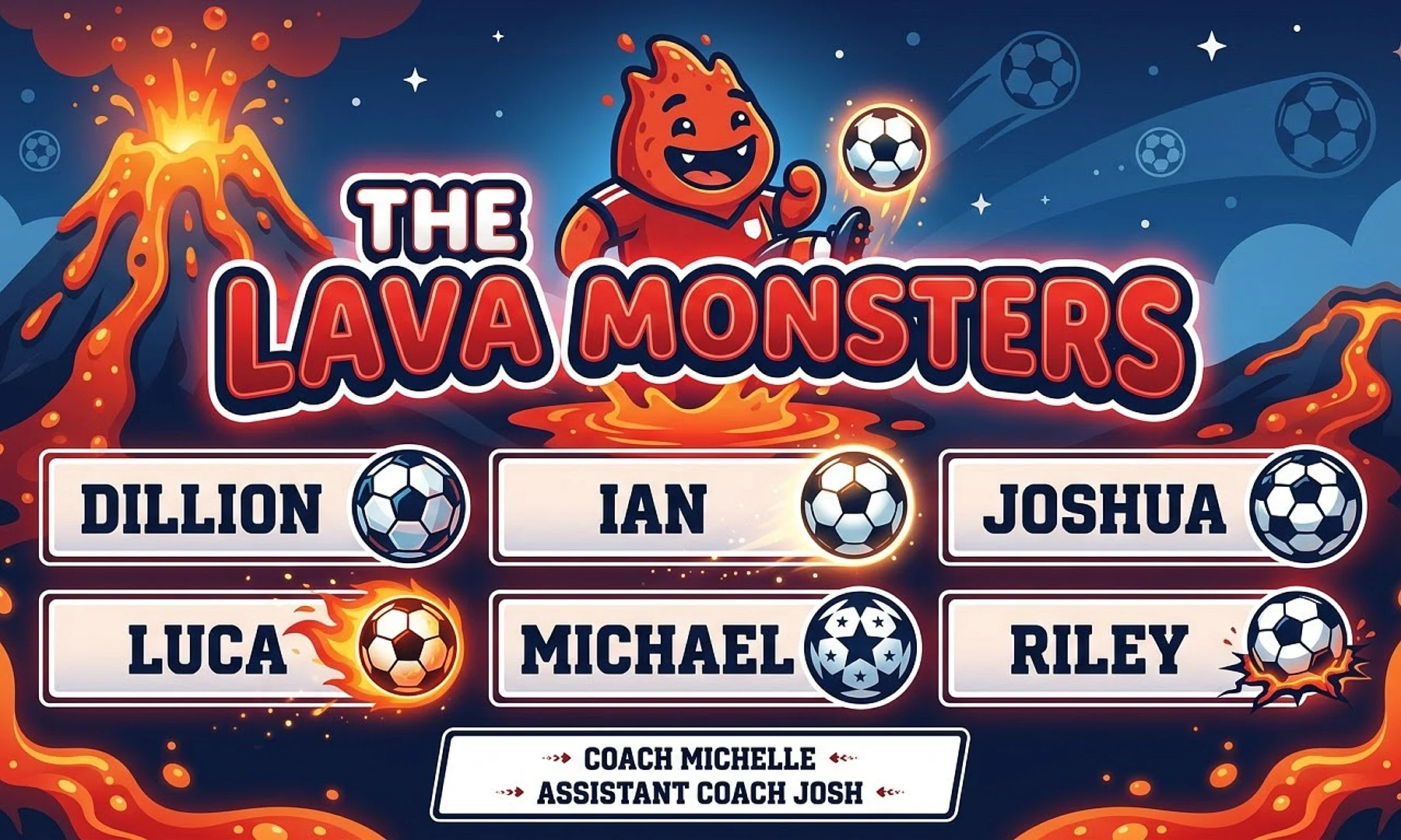 The Lava Monsters soccer team banner created with AI