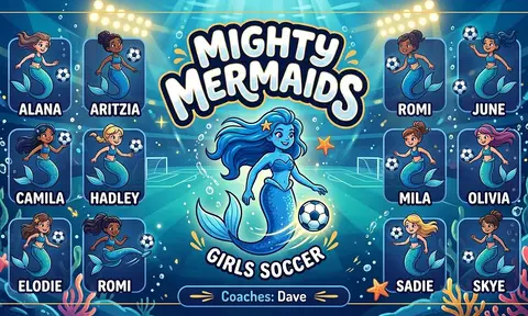 Mighty Mermaids Soccer AI image template