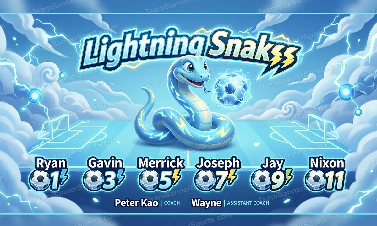 Lightning Snakss soccer team banner created with AI