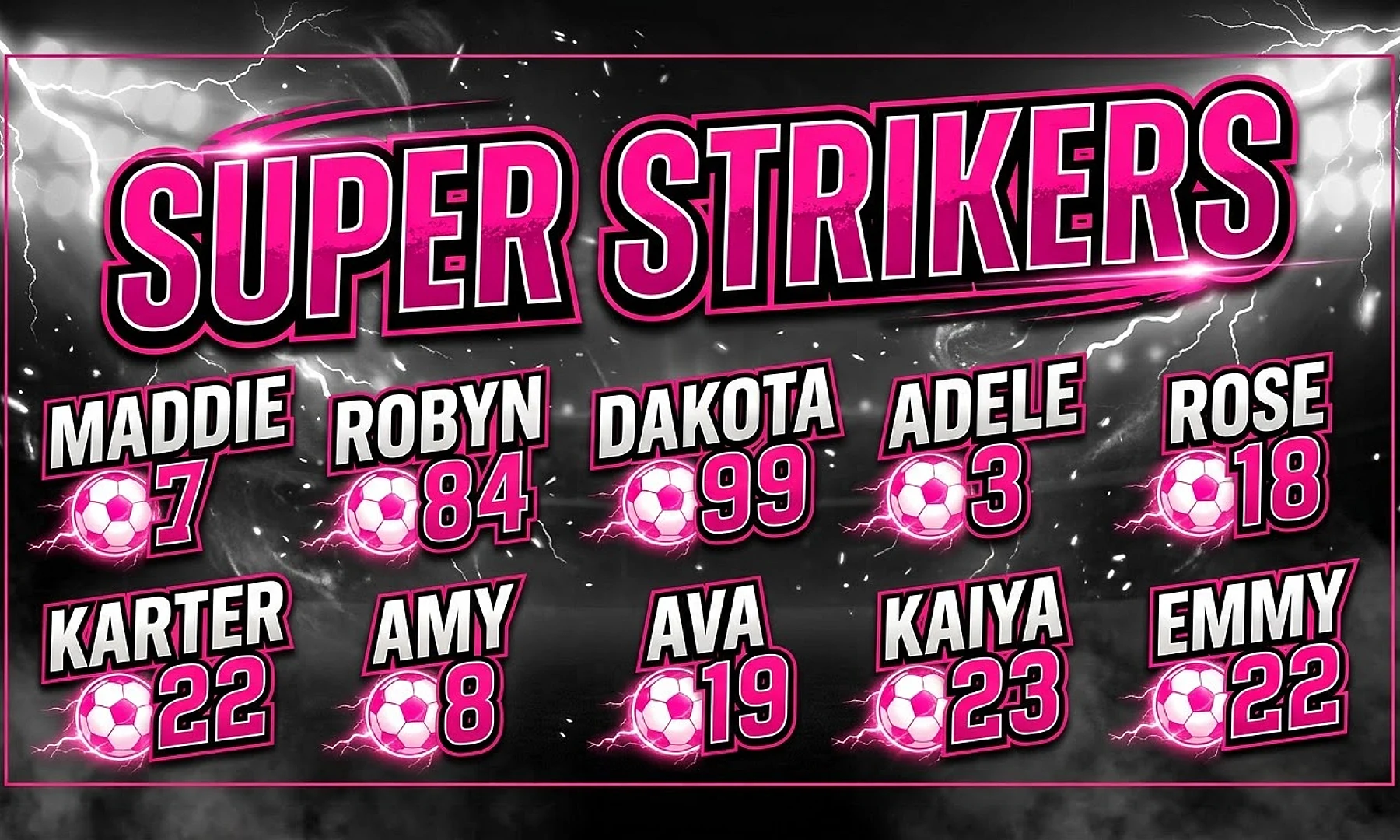 Super Strikers soccer team banner created with AI