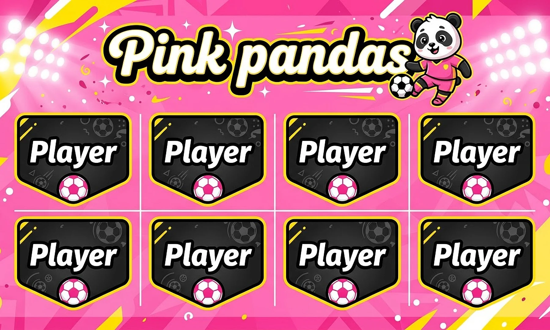 Pink pandas soccer team banner created with AI