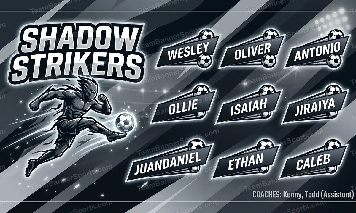 Shadow Strikers soccer team banner created with AI
