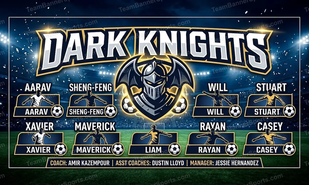 Dark Knights soccer team banner created with AI