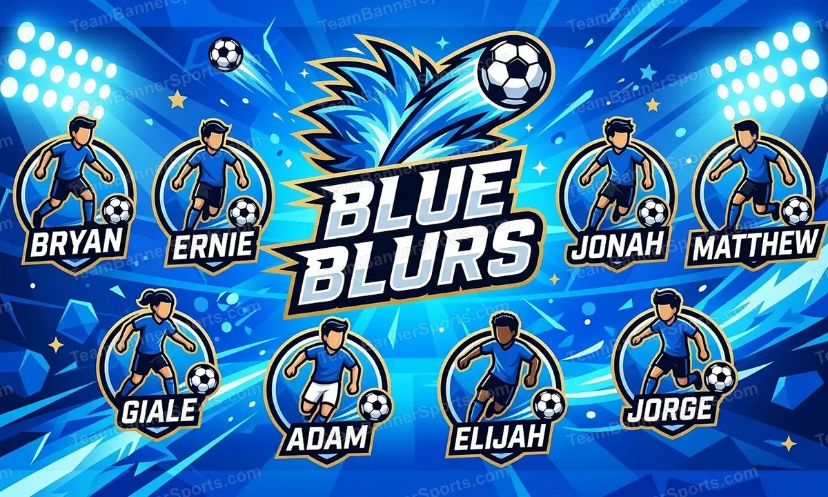 Blue Blurs soccer team banner created with AI