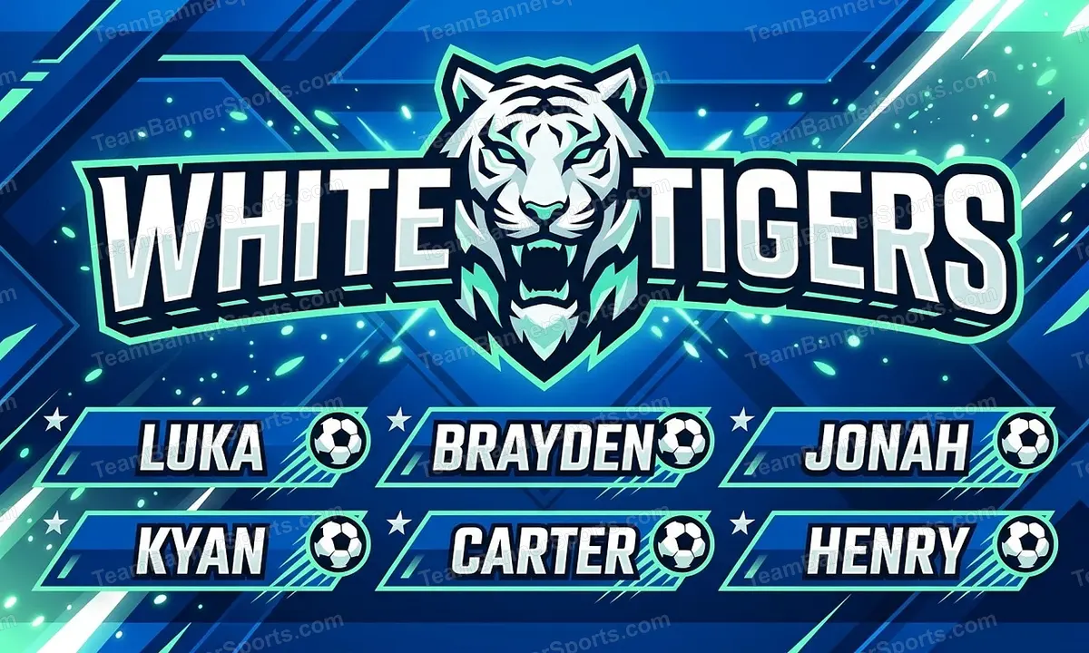 White Tigers soccer team banner created with AI