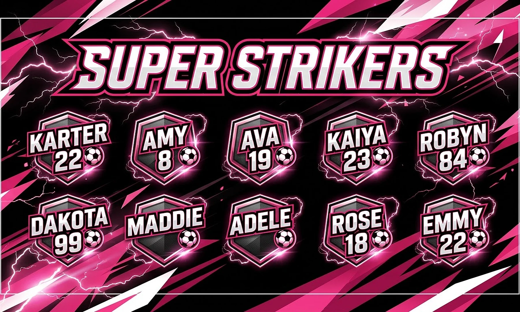 Super Strikers soccer team banner created with AI