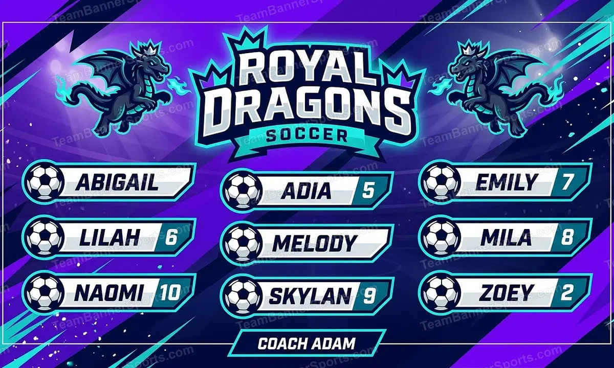 Royal Dragons soccer team banner created with AI
