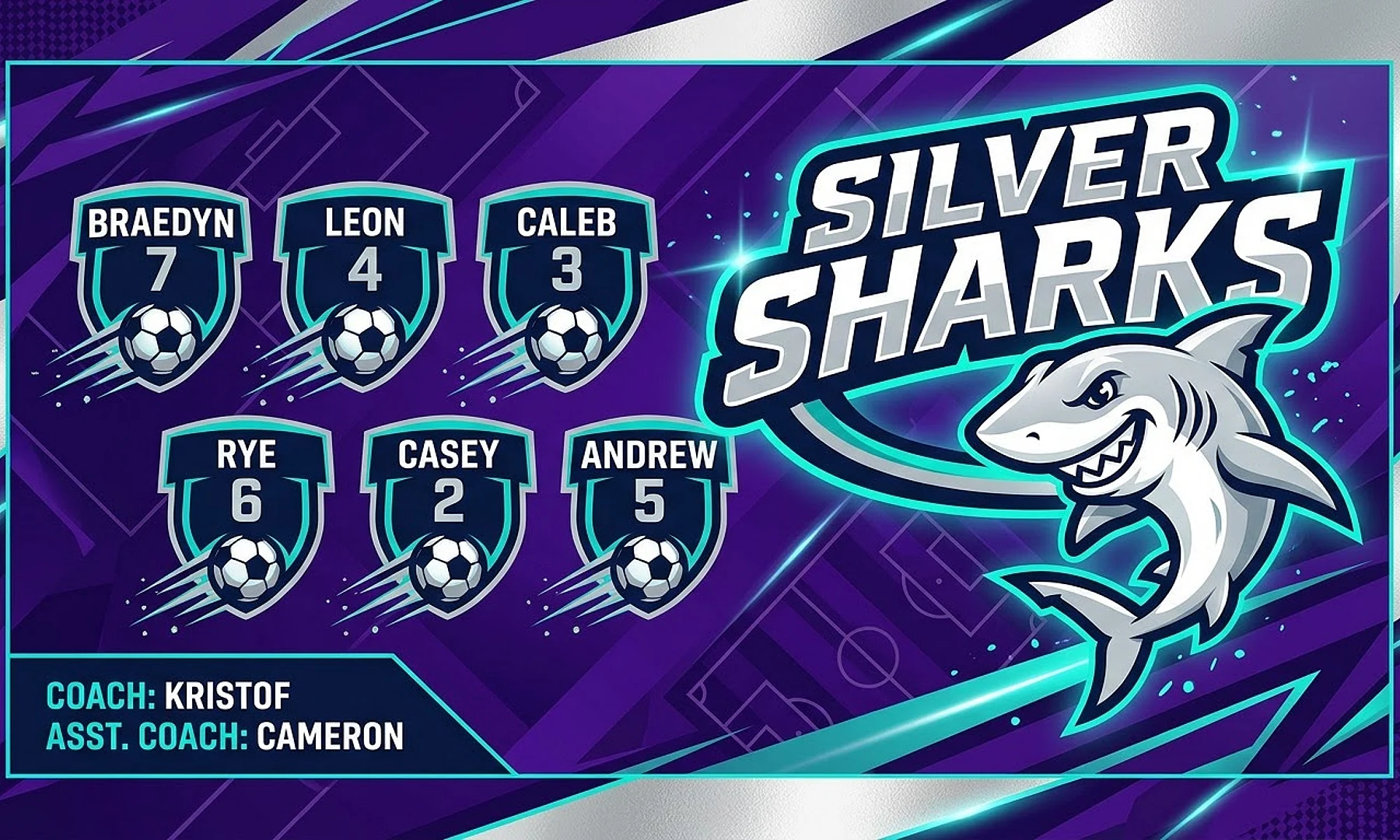Silver Sharks soccer team banner created with AI