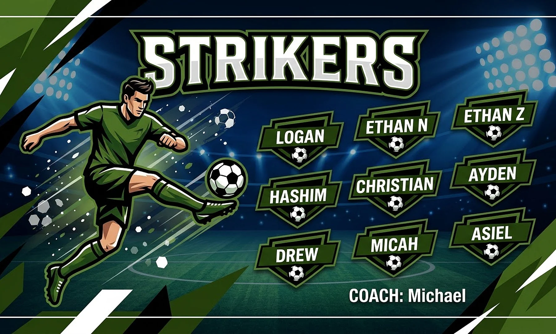 Strikers soccer team banner created with AI