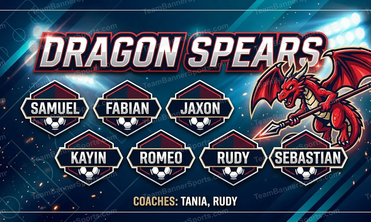Dragon Spears soccer team banner created with AI