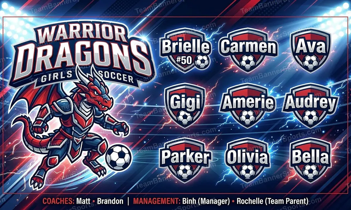 Warrior Dragons soccer team banner created with AI
