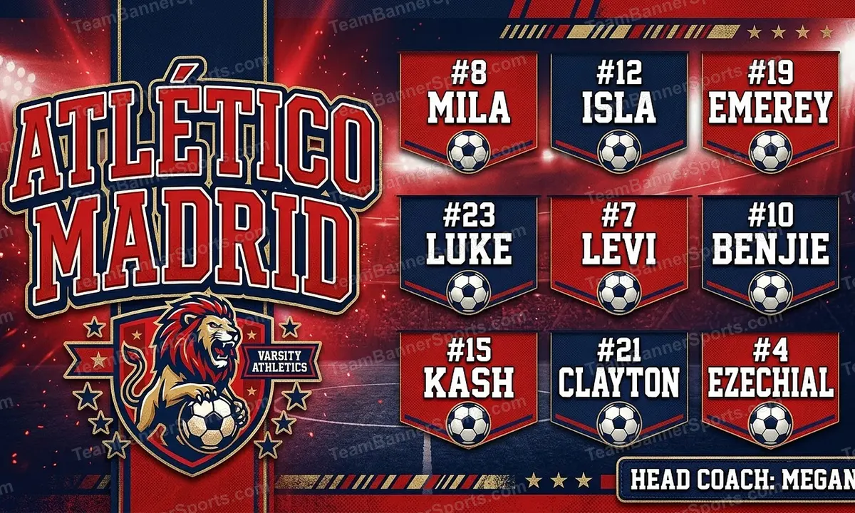 Atlético Madrid soccer team banner created with AI