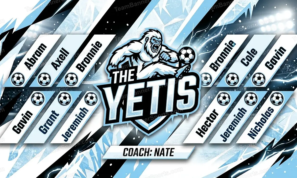 The Yetis soccer team banner created with AI