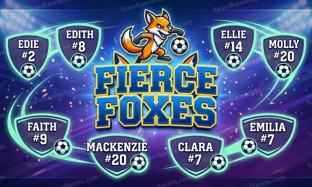 Fierce Foxes soccer team banner created with AI