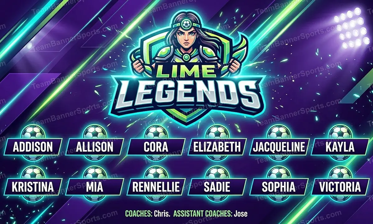 Lime Legends soccer team banner created with AI