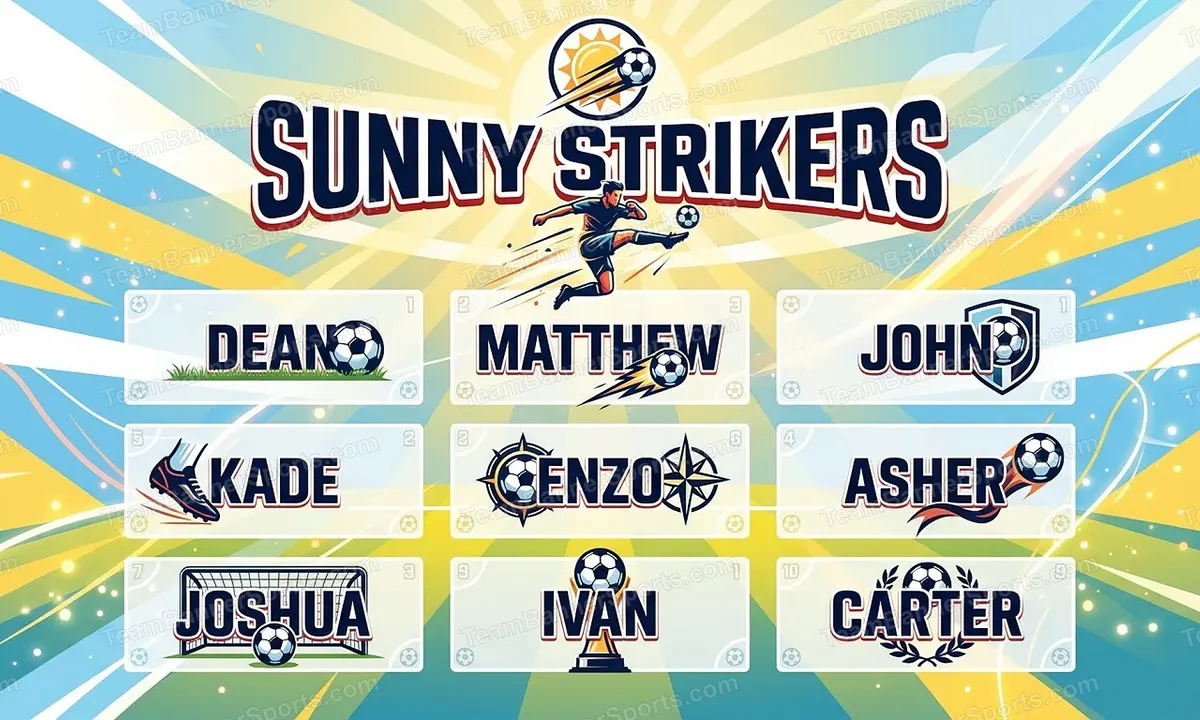 Sunny Strikers soccer team banner created with AI
