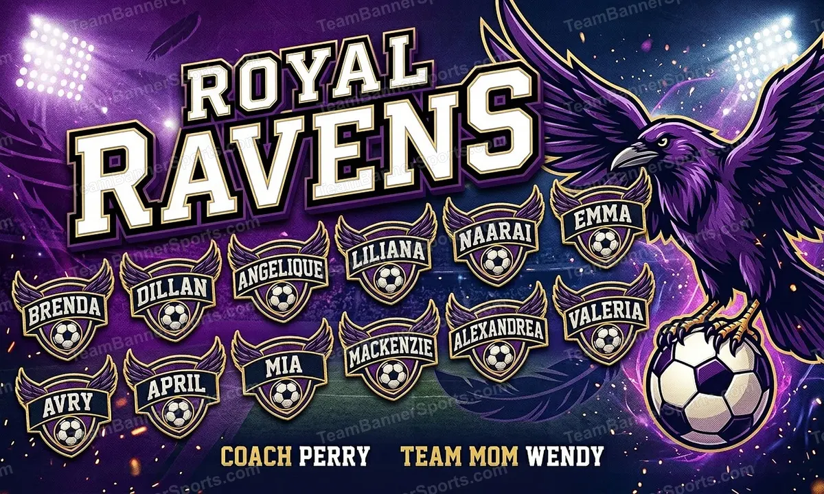 Royal Ravens soccer team banner created with AI