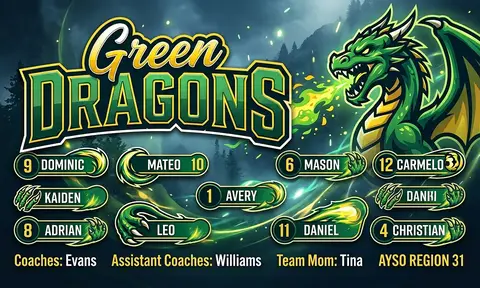 Green DRAGONS Soccer AI image template