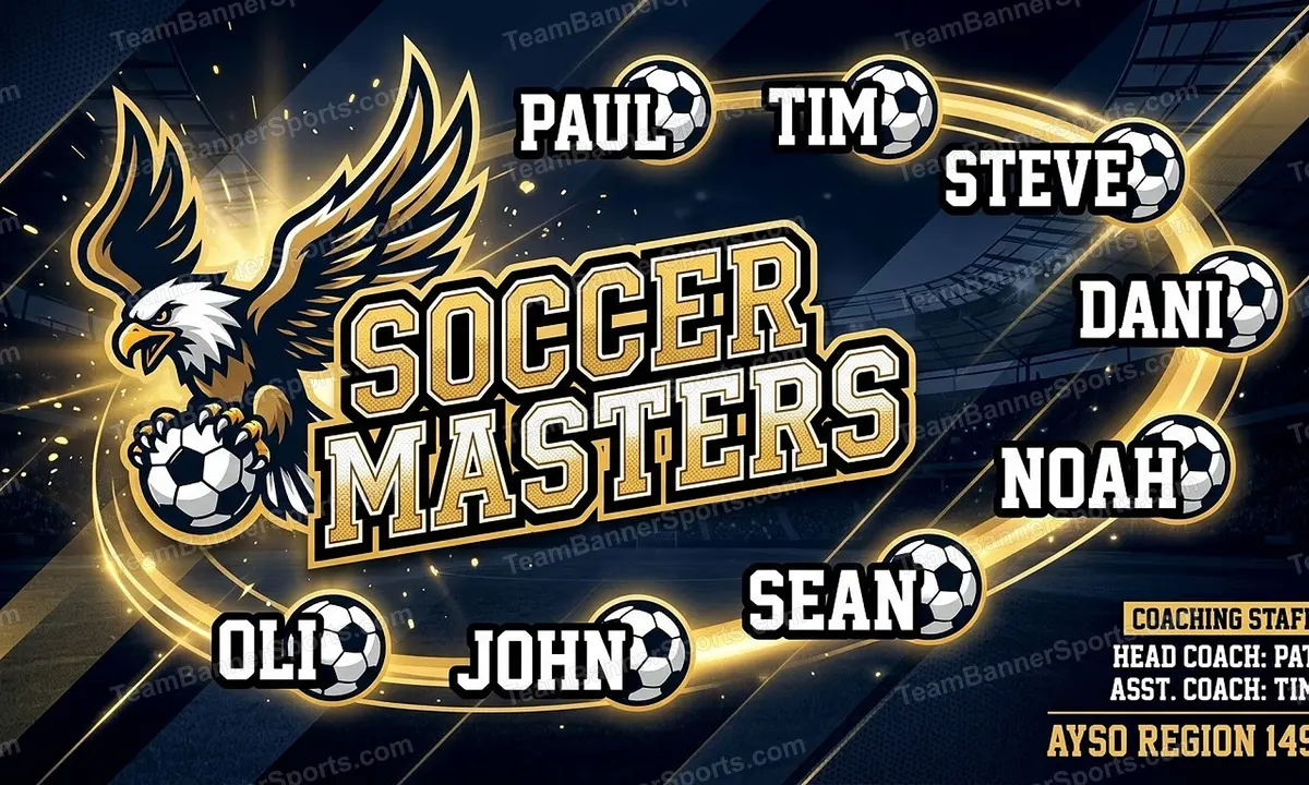 Soccer Masters soccer team banner created with AI