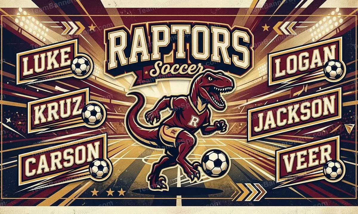 Raptors soccer team banner created with AI