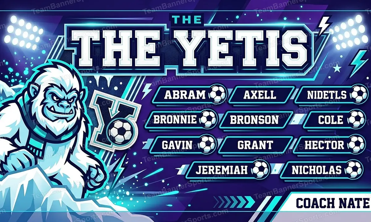 The Yetis soccer team banner created with AI