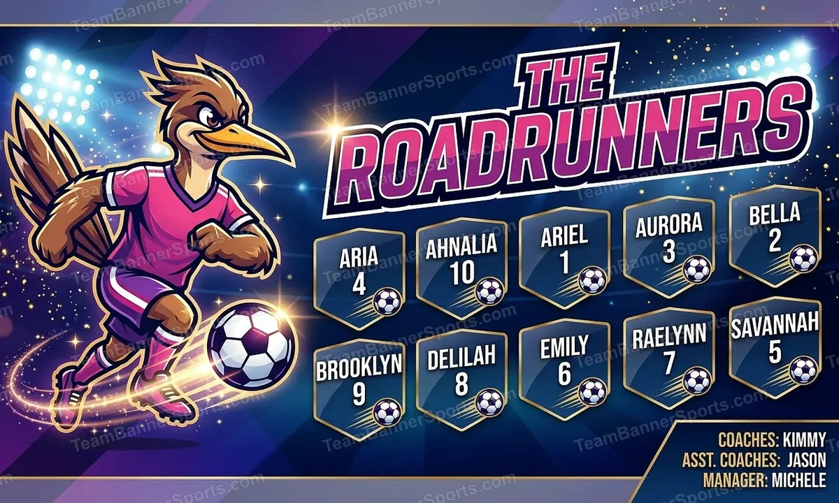 The Roadrunners soccer team banner created with AI