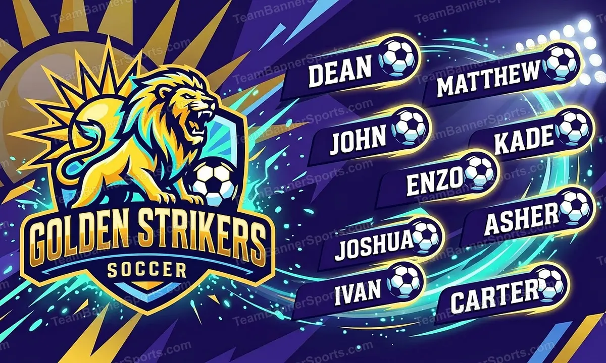 Golden Strikers soccer team banner created with AI
