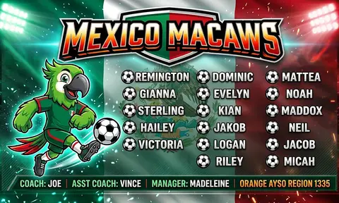 Mexico Macaws Soccer AI image template