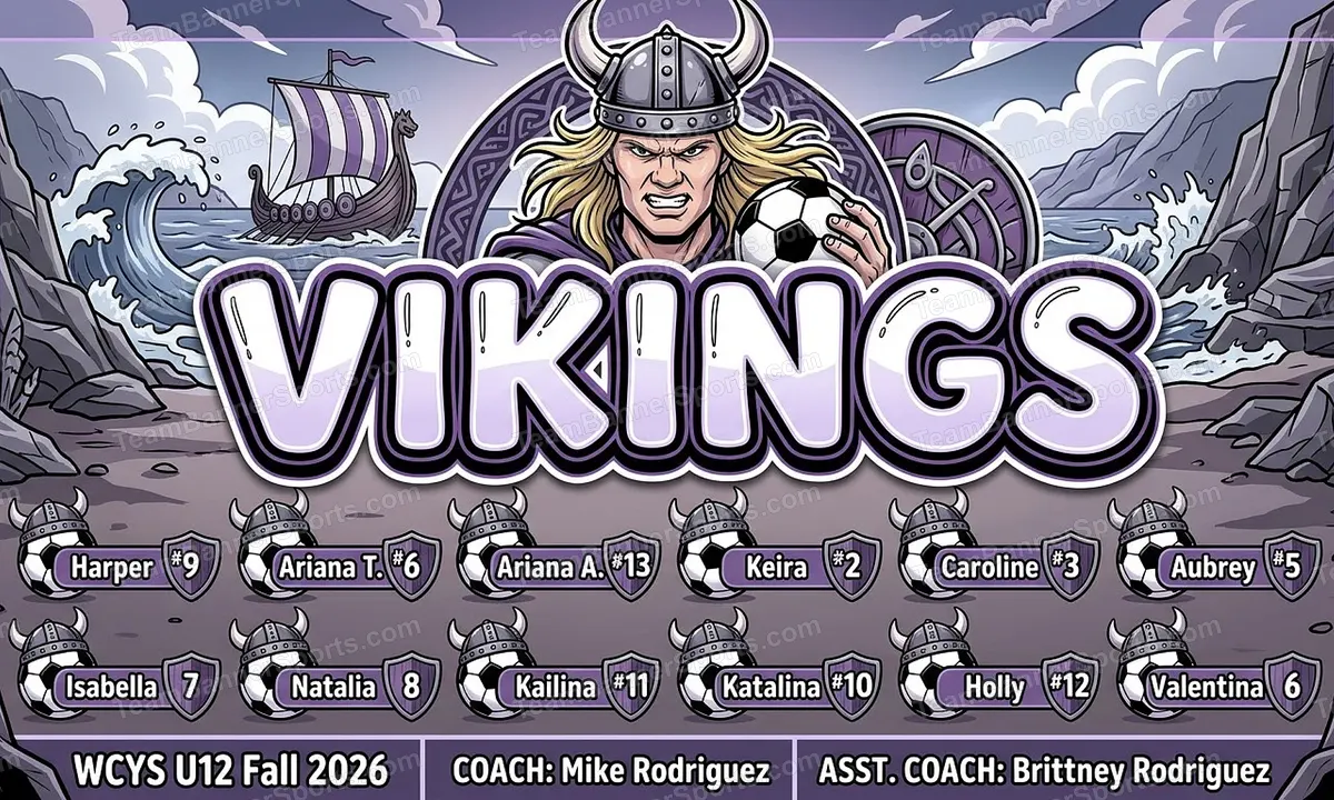 Vikings soccer team banner created with AI