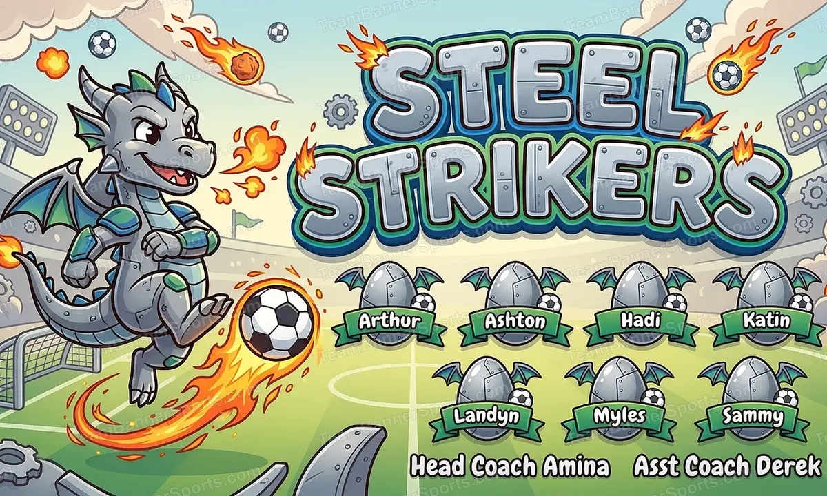 Steel Strikers soccer team banner created with AI