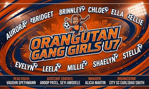 Orangutan Gang Girls U7 Soccer AI image template