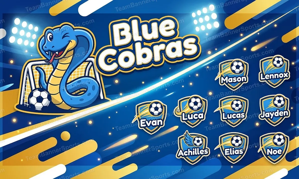 Blue Cobras soccer team banner created with AI